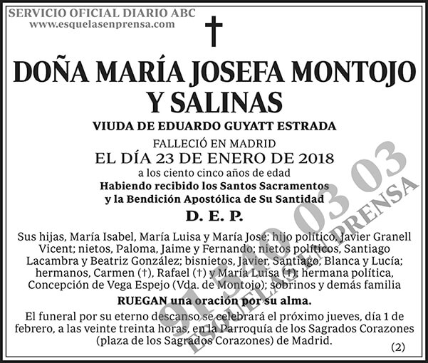María Josefa Montojo y Salinas